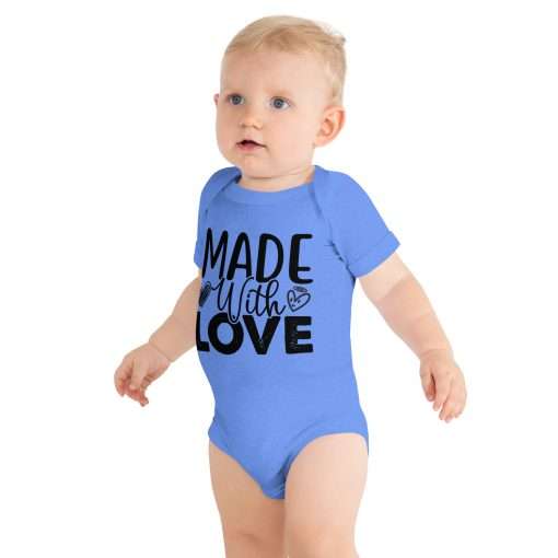 Made With Love Quote Soft Short Sleeve Bodysuit - Image 2