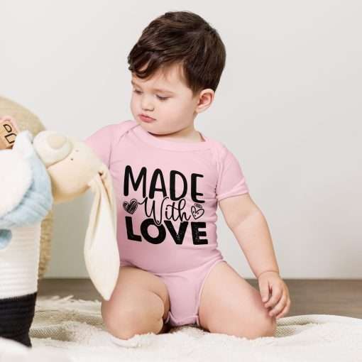 Made With Love Quote Soft Short Sleeve Bodysuit - Image 7