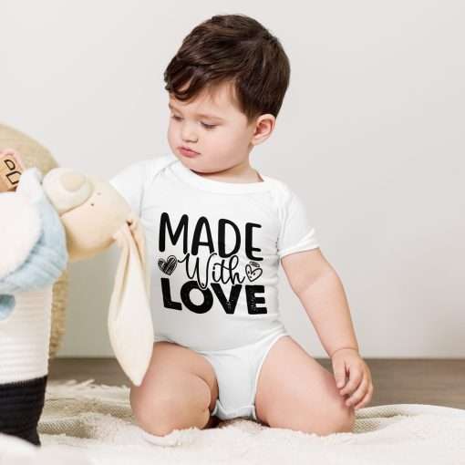 Made With Love Quote Soft Short Sleeve Bodysuit - Image 8