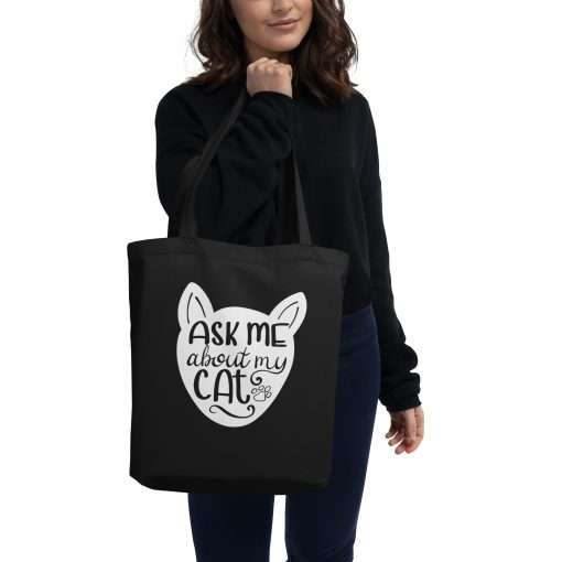 Ask Me About My Cat Eco Cat Lovers Tote Bag - Image 3