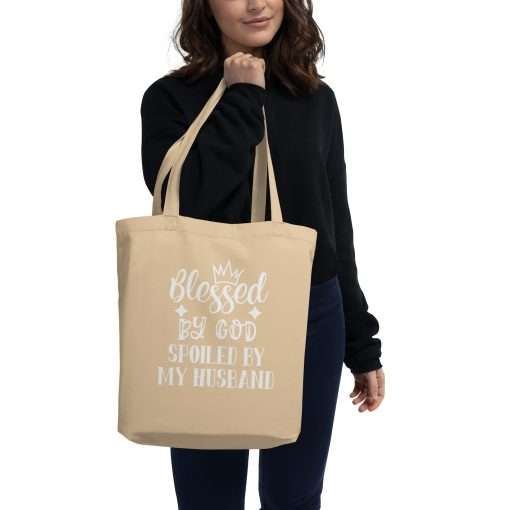 Blessed by God Spoiled by My Husband Eco Tote Bag - Image 3