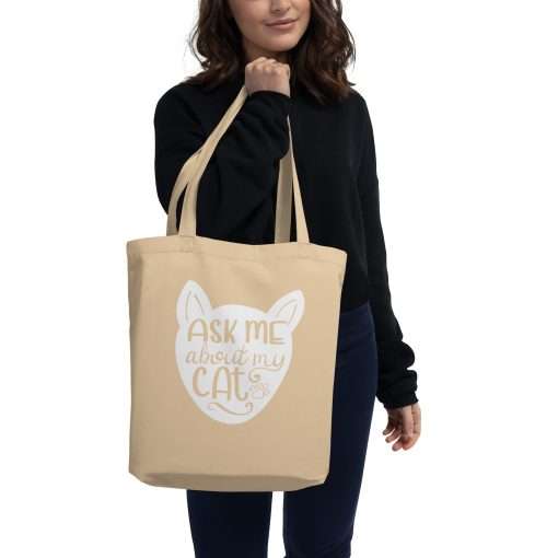 Ask Me About My Cat Eco Cat Lovers Tote Bag - Image 2