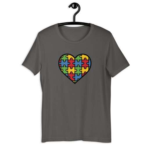 Heart Color Puzzle Design Autism Awareness Tee - Image 5