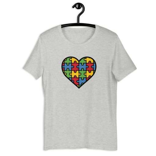 Heart Color Puzzle Design Autism Awareness Tee - Image 8