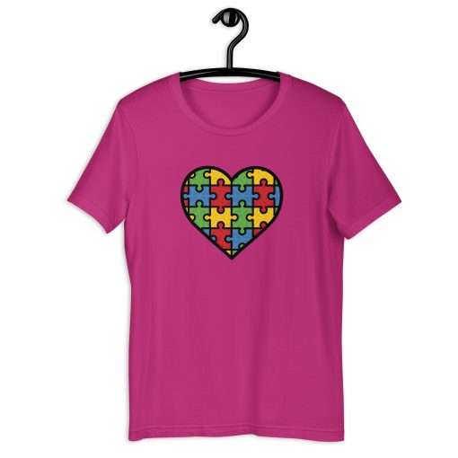 Heart Color Puzzle Design Autism Awareness Tee - Image 4