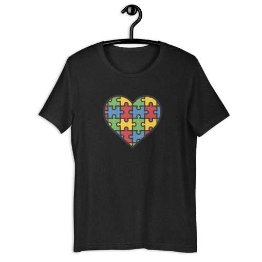 Heart Color Puzzle Design Autism Awareness Tee - Image 10