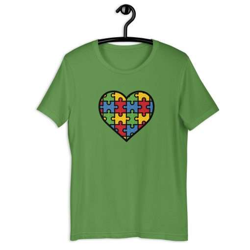 Heart Color Puzzle Design Autism Awareness Tee - Image 6