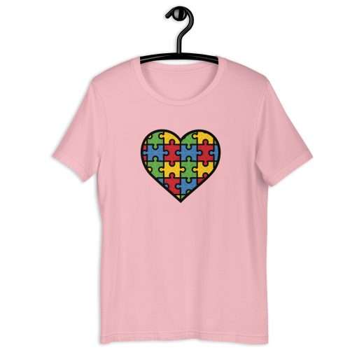 Heart Color Puzzle Design Autism Awareness Tee - Image 7