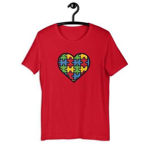 Heart Color Puzzle Design Autism Awareness Tee - Image 2