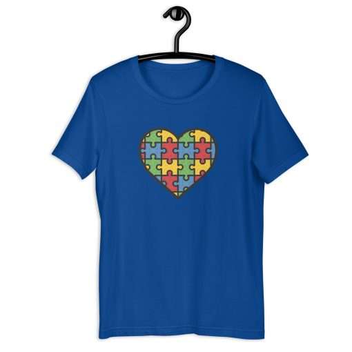 Heart Color Puzzle Design Autism Awareness Tee - Image 3