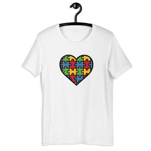 Heart Color Puzzle Design Autism Awareness Tee