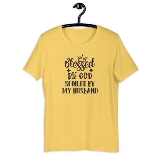 Blessed by God Spoiled by My Husband Humorous T-Shirt - Image 3