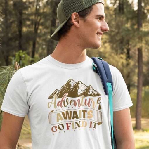 Adventure Awaits Go Find It  Inspirational Travel Quote Tee - Image 11