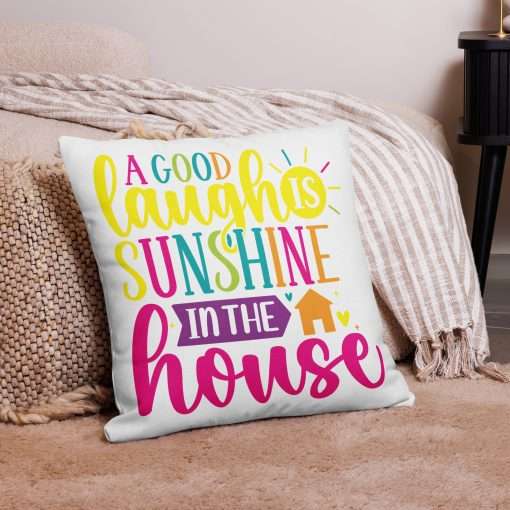 A Good Laugh is Sunshine in the House Cheerful Decorative Pillow - Image 4