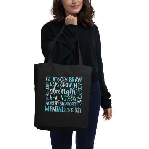 Mindful Mental Health Cloud Words Eco Tote Bag - Image 2