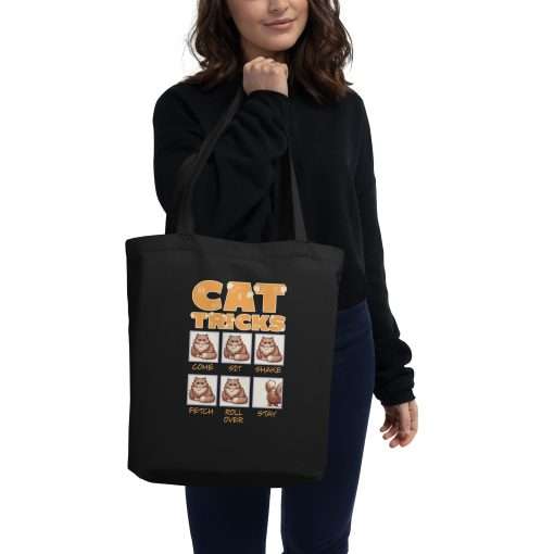 Funny Cat Tricks Reusable Grocery Book Tote Bag - Image 2