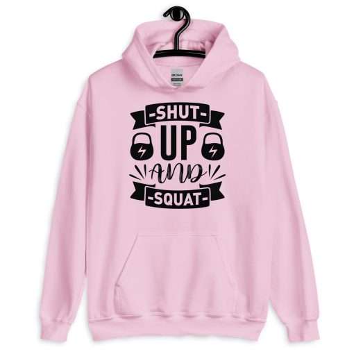 Shut Up and Squat Motivational Fitness Quote Hoodie - Image 8