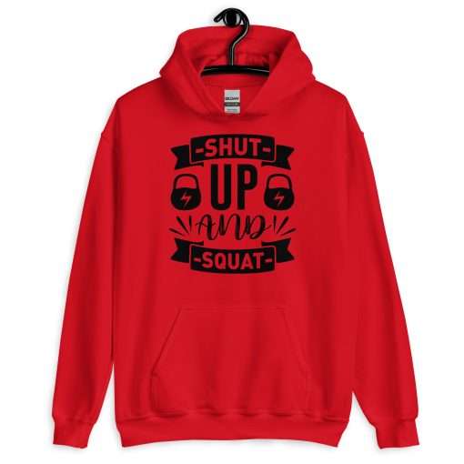 Shut Up and Squat Motivational Fitness Quote Hoodie - Image 2