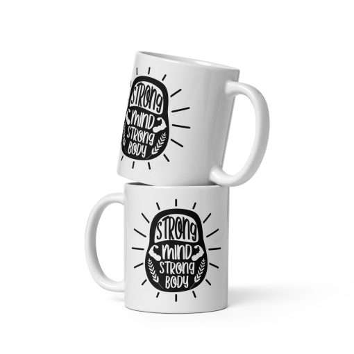 Motivational Fitness Mug Strong Mind Strong Body - Image 2